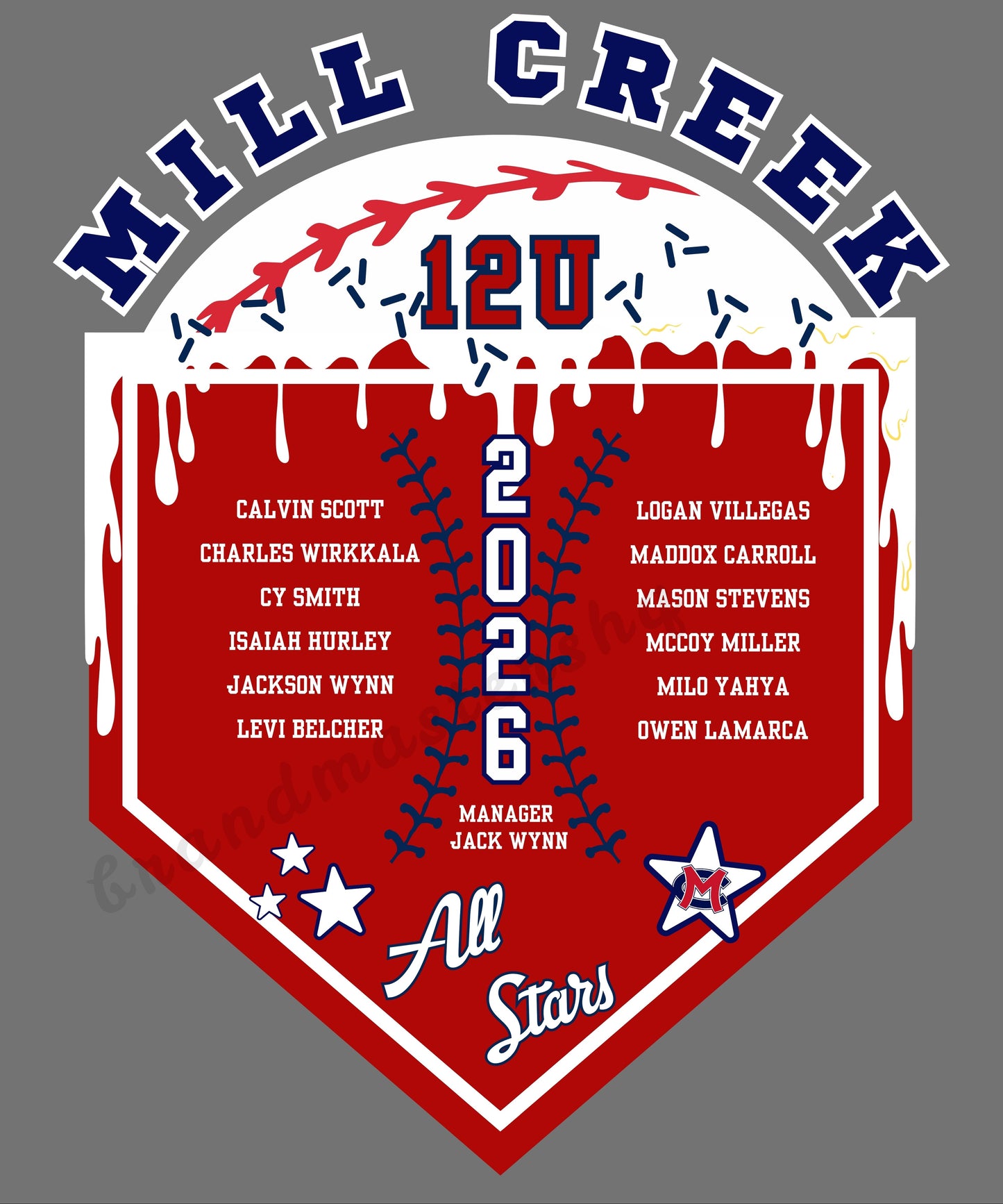 Mill Creek Baseball 12U All Stars T-Shirt